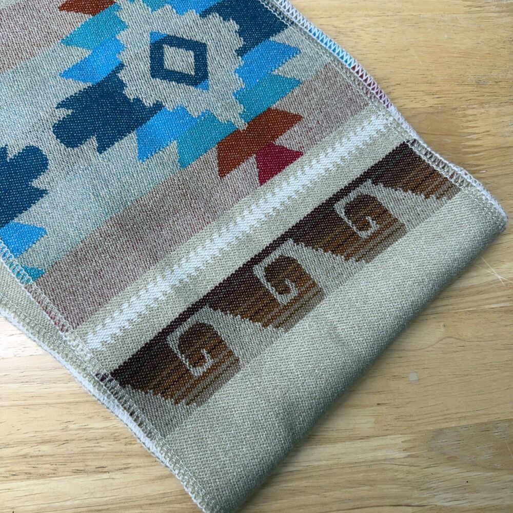 Southwestern Style Fringed Scarf 8”x33”Geometric Zapotec Style Soft - Picture 7 of 11